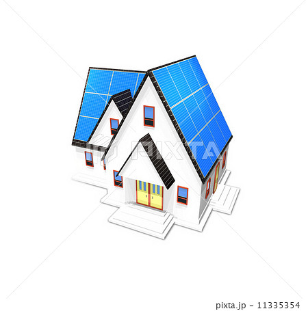 エコ住宅・屋根の上のソーラーパネル エコ住宅・屋根の上のソーラーパネル 11335354