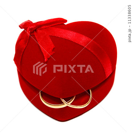 two wedding rings in heart red box two wedding rings in heart red box 11338605