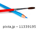 blue pencils and brush for paints 11339195