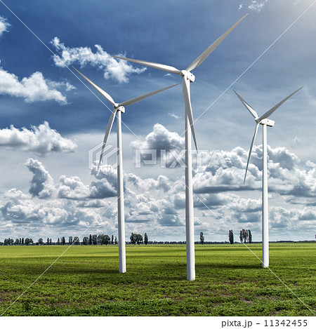 Wind generators turbines on summer landscape Wind generators turbines on summer landscape 11342455