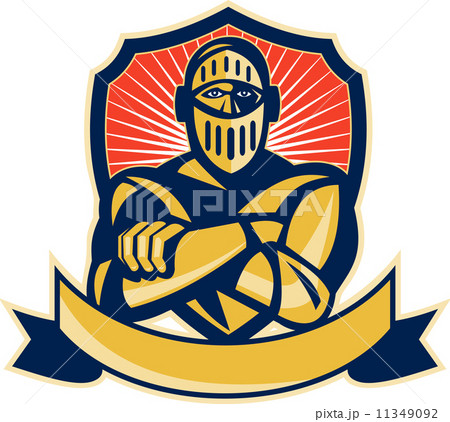 knight arms crossed with shield 11349092