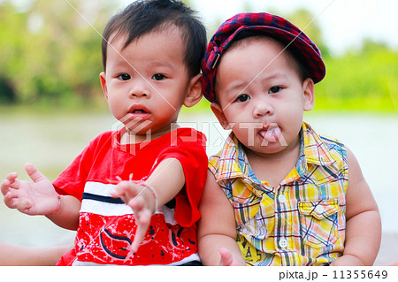 two cheeky child boy 11355649