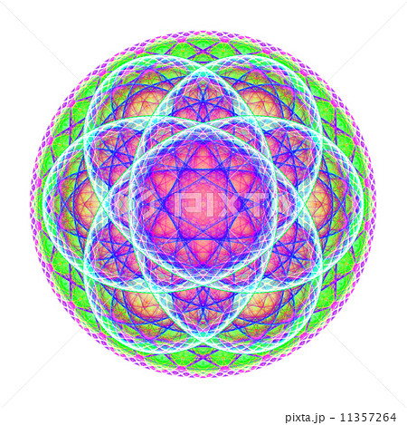 Green blue purple mandala on white background 11357264