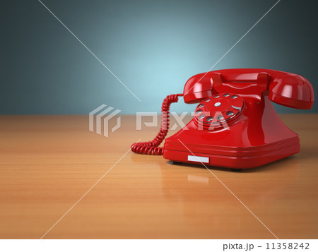 Vintage phone on green background. Hotline support concept. 11358242