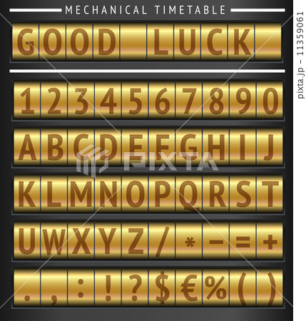 Set of letters on a mechanical timetable 11359061