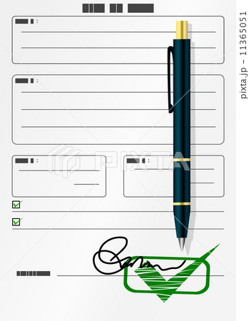Blank form with signature and pen 11365051
