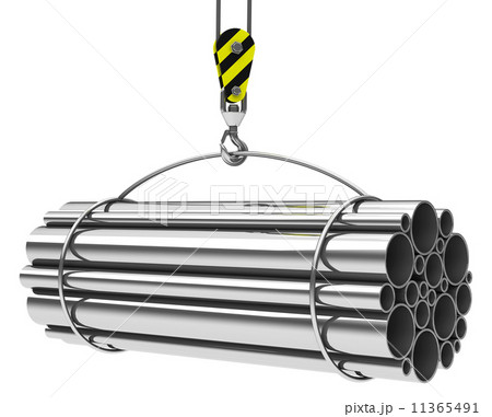 pipes on a crane hook pipes on a crane hook 11365491