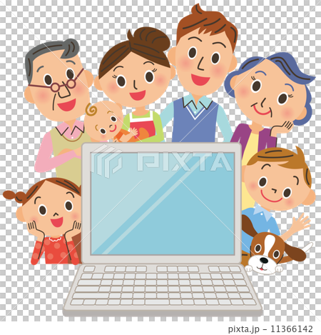 Three generations family watching a computer Three generations family watching a computer 11366142