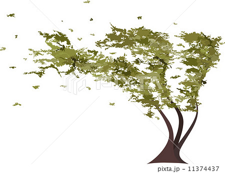 Grunge Tree In The Wind Vectorのイラスト素材