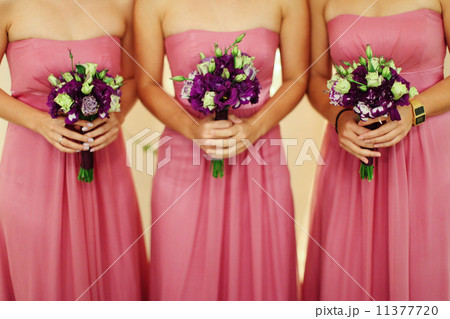 Bridesmaids Holding Flowers 11377720