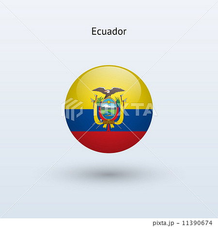 Ecuador round flag. Vector illustration.