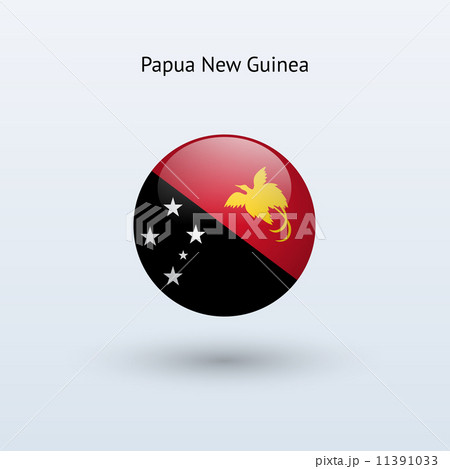 Papua New Guinea round flag. Vector illustration.