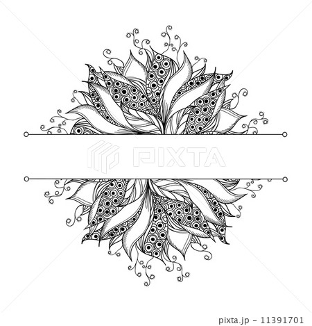 Card template with fantasy black and white flower 11391701