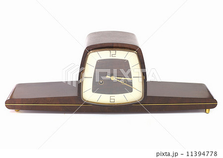 Old wooden clock isolated white background 11394778