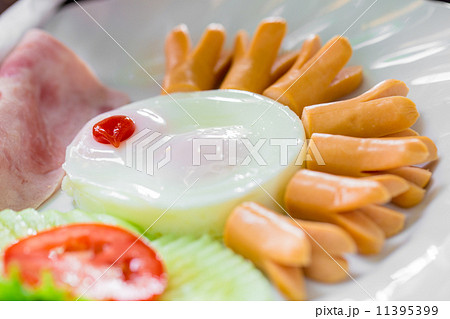 Breakfast with fried eggs, sausage Breakfast with fried eggs, sausage 11395399