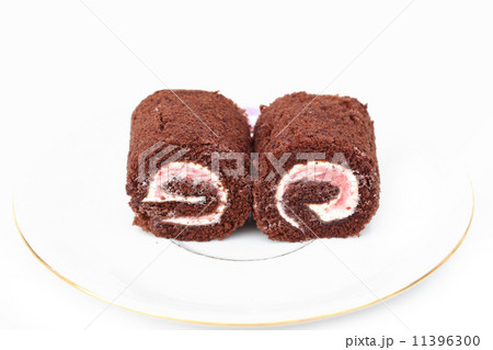 Jam roll chocolate and wine on white background 11396300
