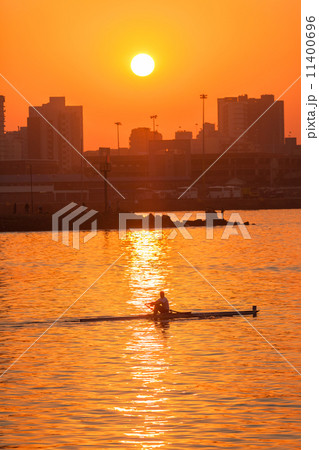Regatta Rowing Single Skulls Sunrise Silhouetted Regatta Rowing Single Skulls Sunrise Silhouetted 11400696
