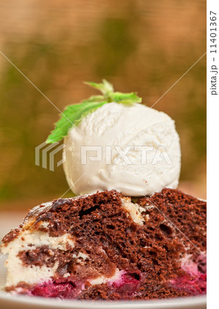 chocolate cake with jam ice cream  11401367