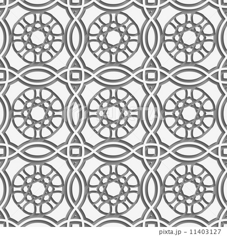 White squares and geometric flowers detailed seamless 11403127