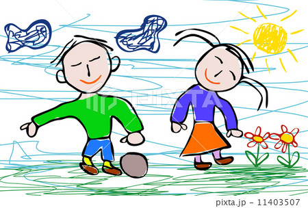 Kids drawing style of boy and girl 11403507