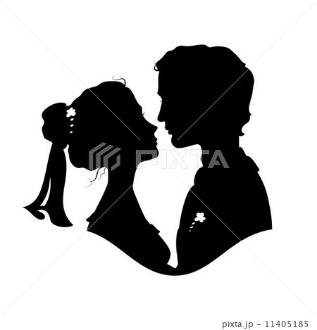 Silhouettes of bride and groom 11405185