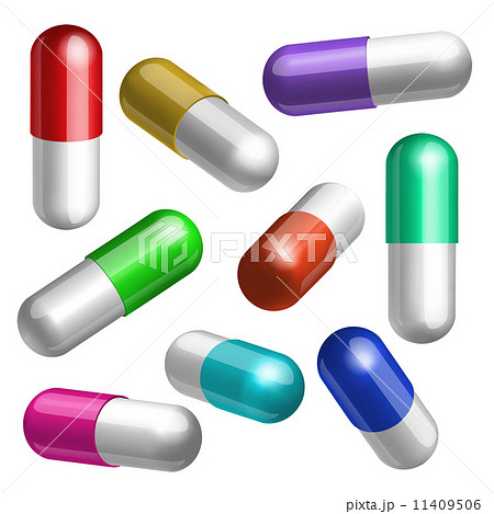 Set of medical capsules in different positions 11409506