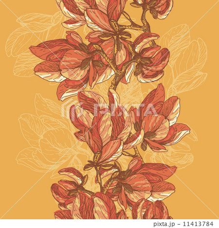 Elegance magnolia flowers seamless border 11413784