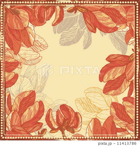 Hand drawn magnolia flowers frame Hand drawn magnolia flowers frame 11413786