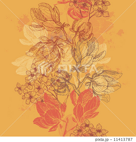 Tender lace garden flowers seamless border Tender lace garden flowers seamless border 11413787