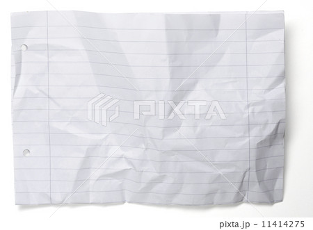 crumpled paper with lines and holes isolated on white 11414275