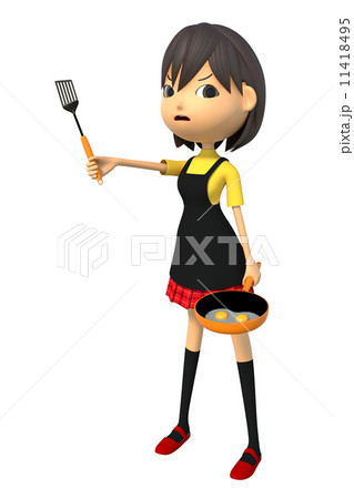 料理中に抗議する女性 11418495
