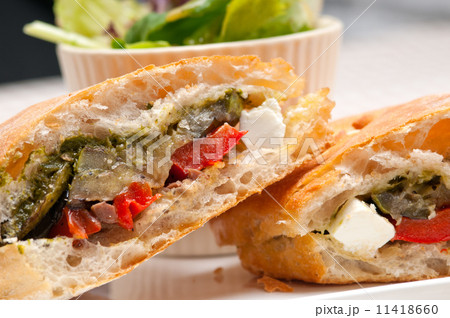 ciabatta panini sandwichwith vegetable and feta ciabatta panini sandwichwith vegetable and feta 11418660