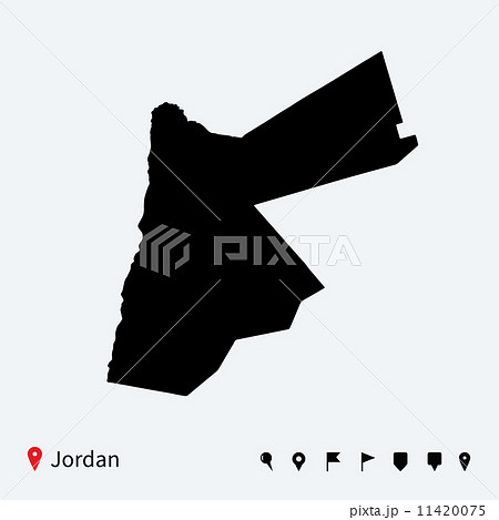 High detailed vector map of Jordan with navigation pins. 11420075