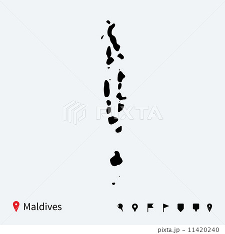 High detailed vector map of Maldives with navigation pins. 11420240