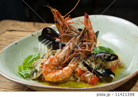 risotto with mussels, prawns and seafood risotto with mussels, prawns and seafood 11421398