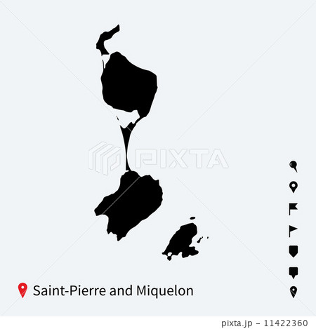 High detailed vector map of Saint-Pierre and Miquelon with pins. 11422360