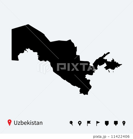 High detailed vector map of Uzbekistan with navigation pins. 11422406