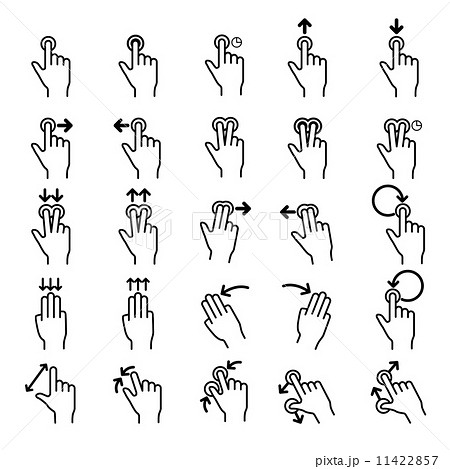 Touch Gestures Line Icons Setのイラスト素材