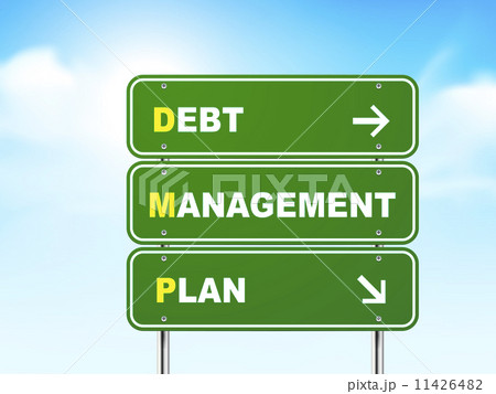 3d debt management plan road sign 3d debt management plan road sign 11426482