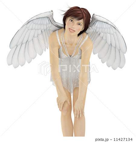 天使 前屈みのポーズのイラスト素材