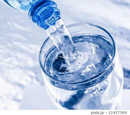Pouring water from bottle into glass 11427369
