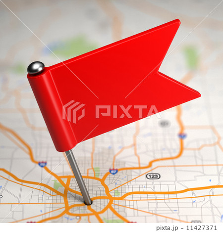 Blank Small Flag on a Map Background. 11427371