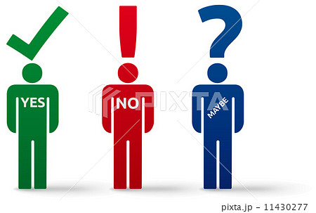 Man silhouette with Yes, No, Maybe think sign and shadow - isola 11430277