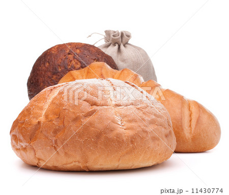 fresh bread and flour sack isolated on white background cutout fresh bread and flour sack isolated on white background cutout 11430774