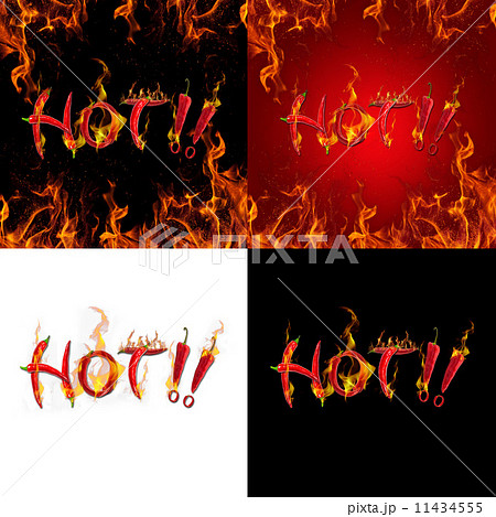 Text of red hot chili pepper fire burns 11434555