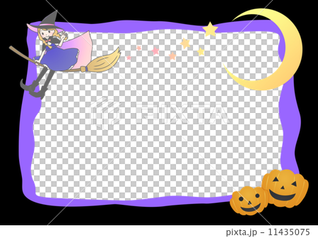 Frame of Jack O Lantern with a witch girl 11435075