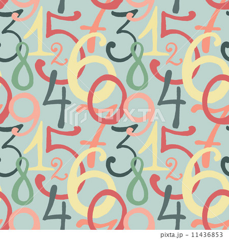 Seamless pattern with hand drawn painted numbers Seamless pattern with hand drawn painted numbers 11436853
