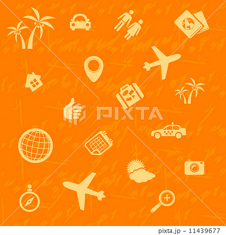 Vector travel background orange. Seamless pattern 11439677