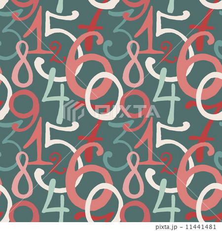 Seamless pattern with hand drawn painted numbers 11441481