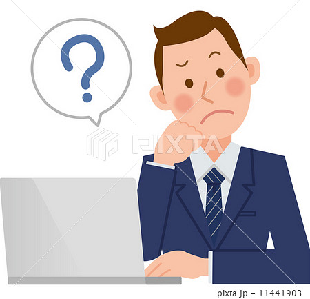 パソコンをするビジネスマン　疑問　　 11441903
